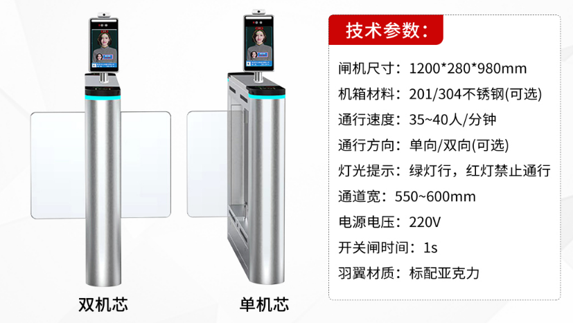 小摆闸-人脸识别系统，楼宇门禁系统(图1)